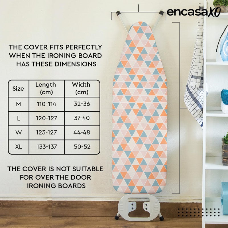 Encasa XO Ironing Board Cover and Pad - Thick 4mm Felt, Heat & Scorch-Resistant, Fits Standard Large Boards 54"x15", Elastic Bungee Cord Tightening, Easy Fit, Stain-Safe Dye, Green Roses - Image 5